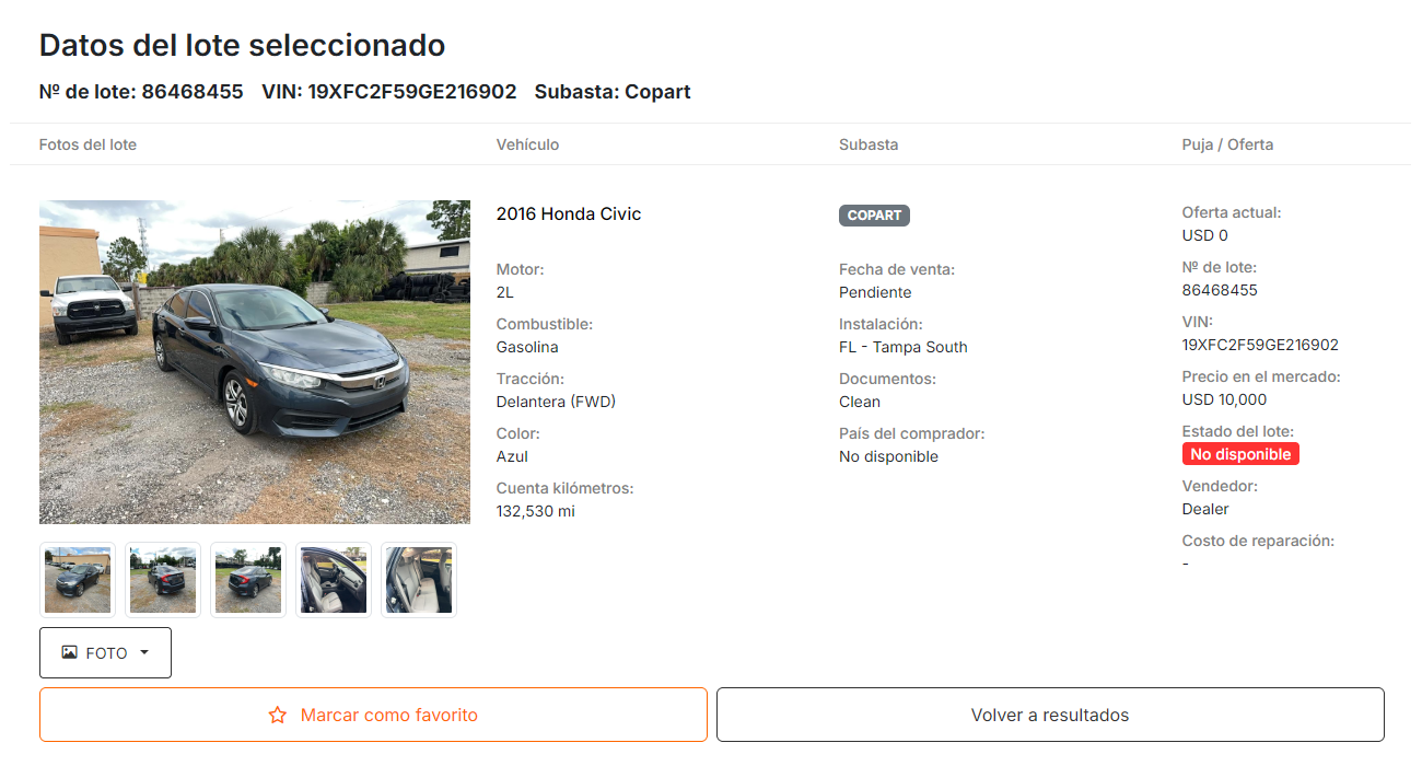 Captura con datos del vendedor del lote