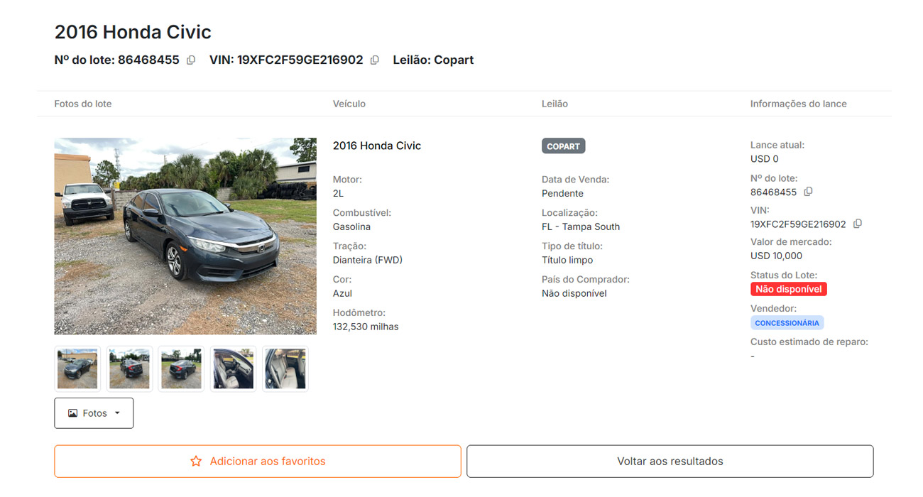 Captura con datos del vendedor del lote