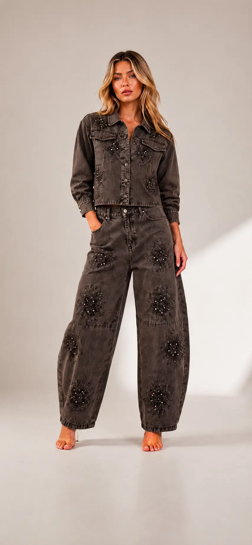 Set marron jeans
