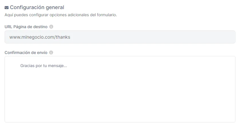 Editando mensaje de agradecimiento