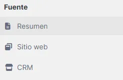 Navegación lateral con las tres pestañas resaltadas
