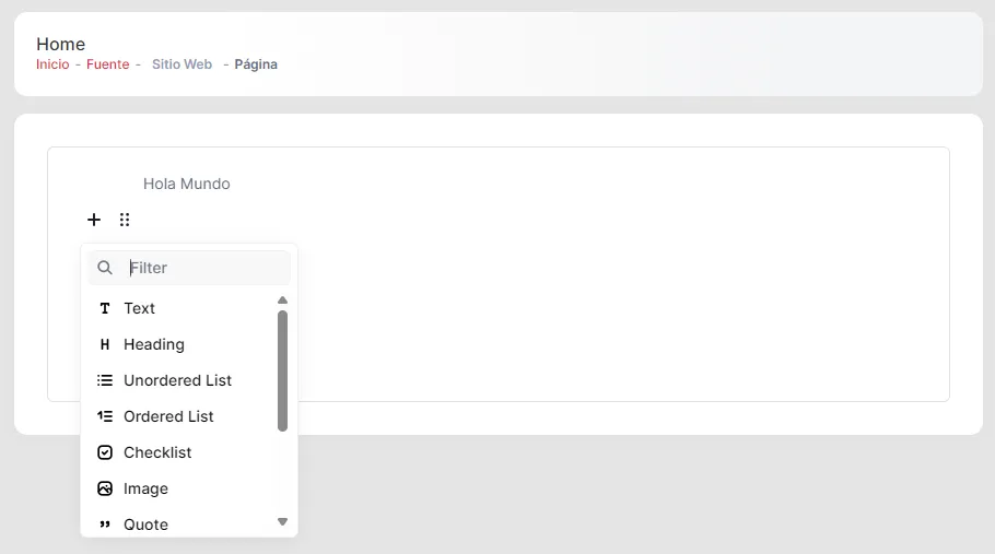 Editor de páginas con todas las herramientas visibles