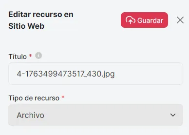 Editando recurso de tipo archivo