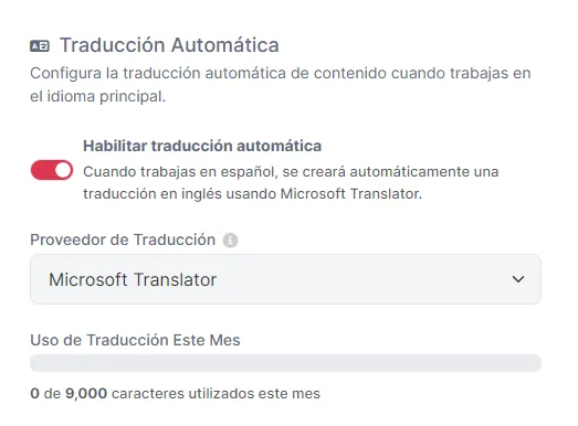 Habilitando traducción automática