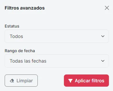 Aplicando filtros por estado y fecha