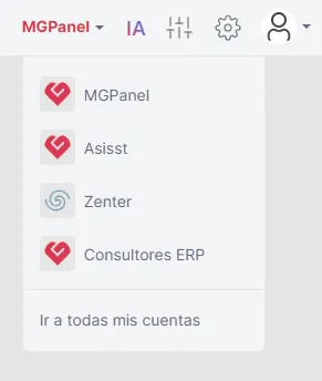 Selector de cuenta en la barra superior
