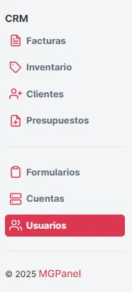 Menú lateral → Usuarios