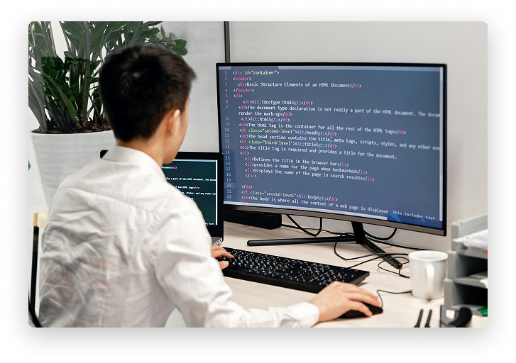 Persona trabajando de programación web